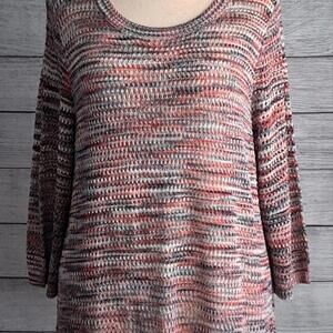 New - CJ Banks Open Knit Colorful Soft Pullover Tunic Sweater 20/22 2X NWT